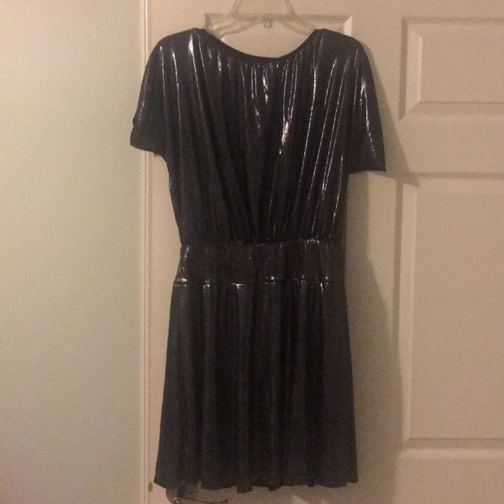 NWOT T-bags/MISA slinky silver metallic mini dress